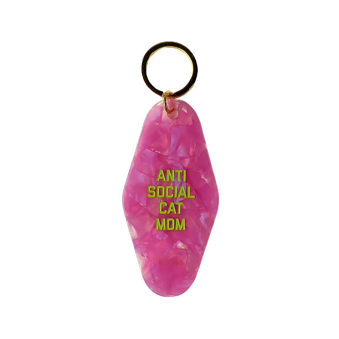 Anti Social Cat Mom Keytag