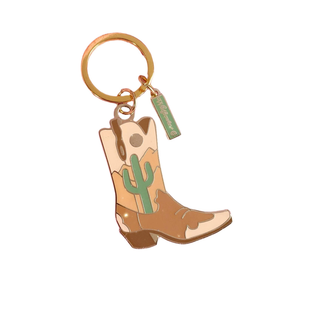 Desert Cowgirl Boot Enamel Keychain