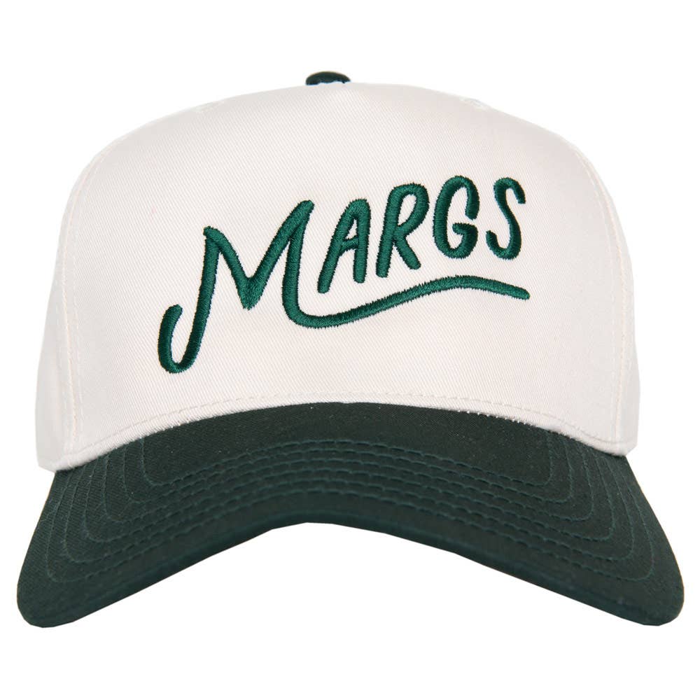 Margs Two-Toned Vintage Baseball Hat: Dark Green and Tan