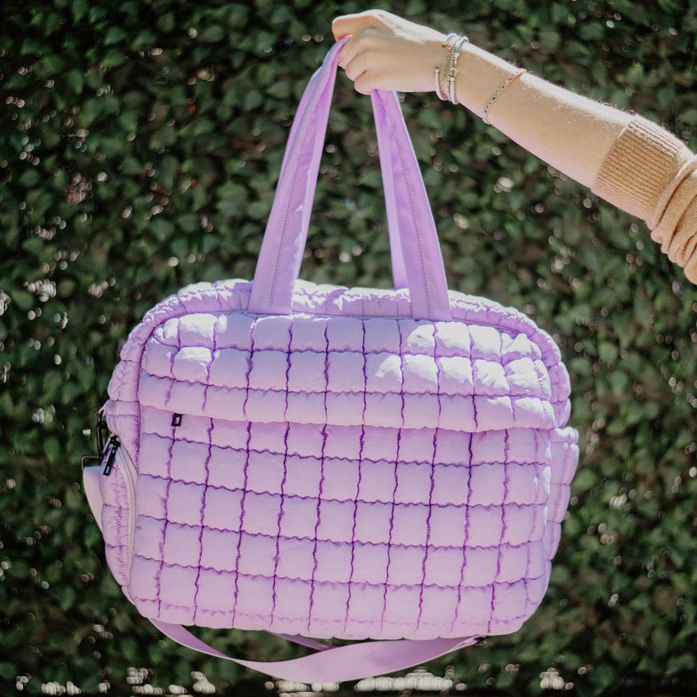 Light Purple Quilted Weekender Duffel Bag