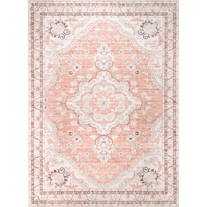 2'6"x8' Peach Faded Rosette Washable Runner