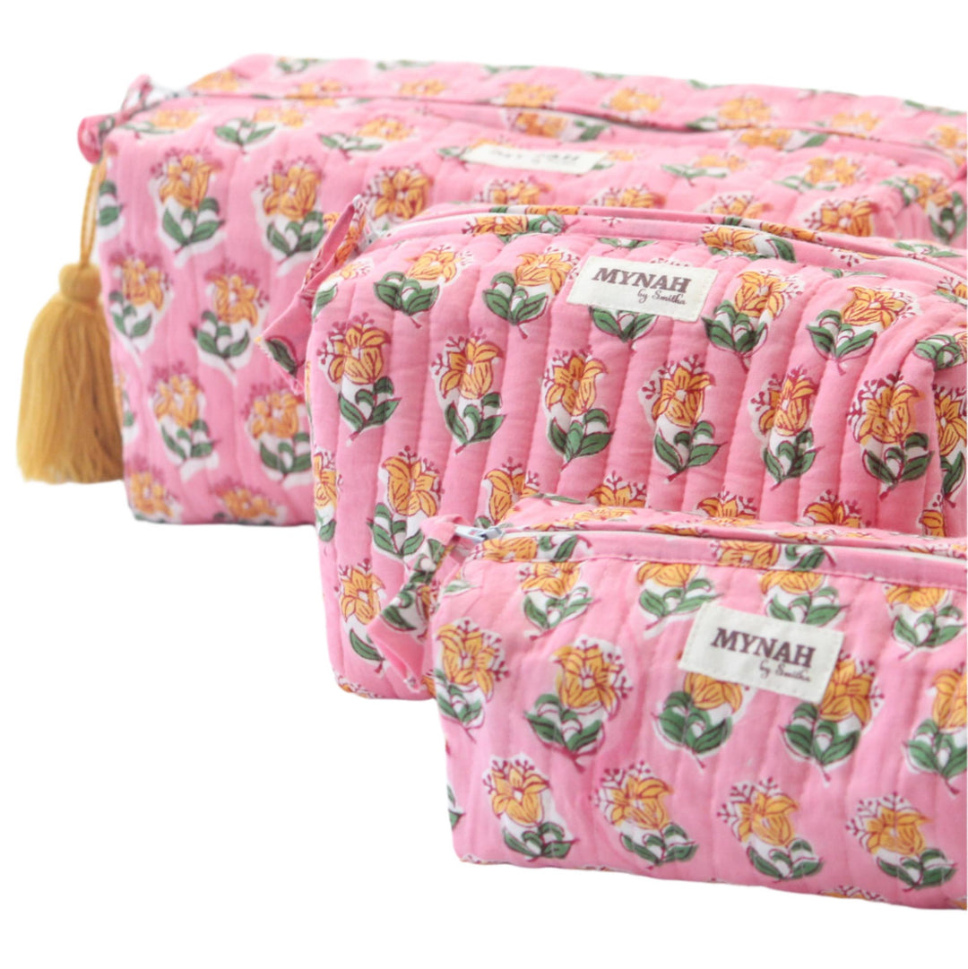 Large Bubblegum Mot Floral Cosmetic Bag