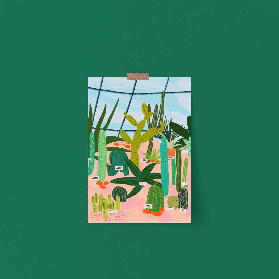 Palm House with Cacti Colorful Art Print