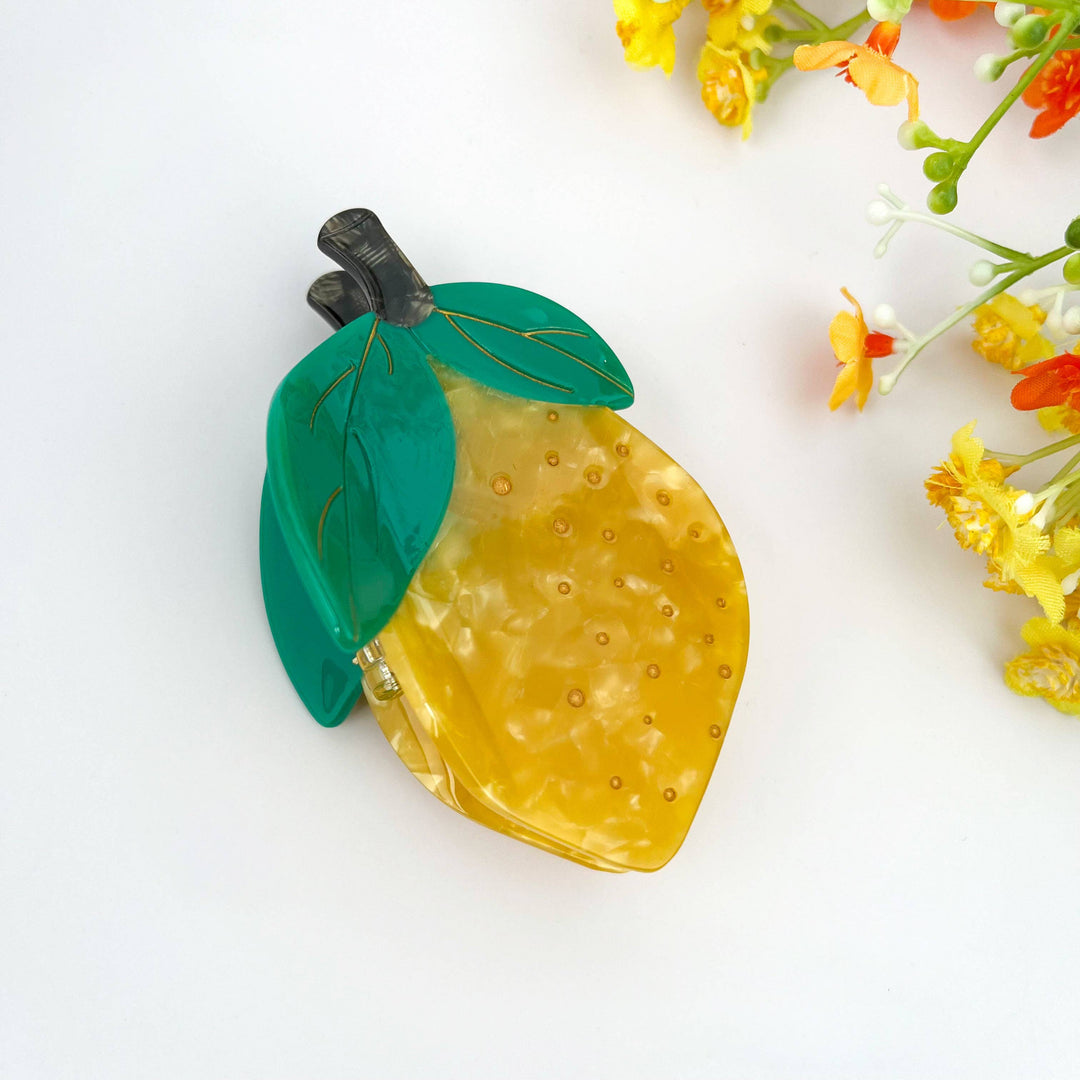 Yellow Lemon Acetate Fruit Hair Claw Clip