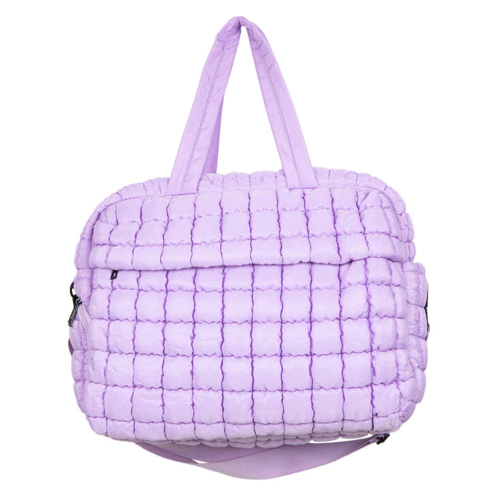 Light Purple Quilted Weekender Duffel Bag