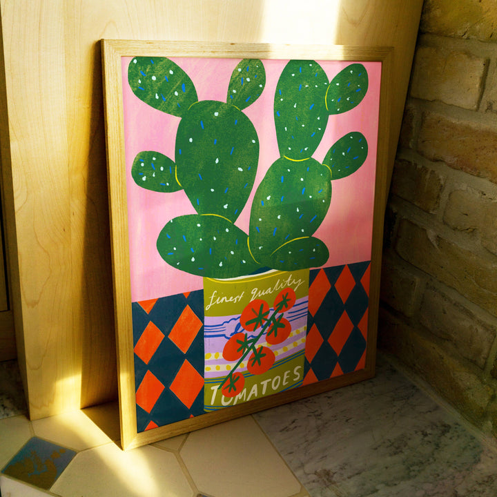 Cactus in a Tomato Tin Art Print