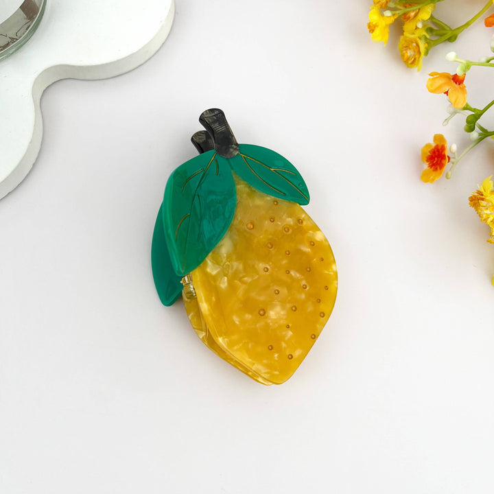 Yellow Lemon Acetate Fruit Hair Claw Clip