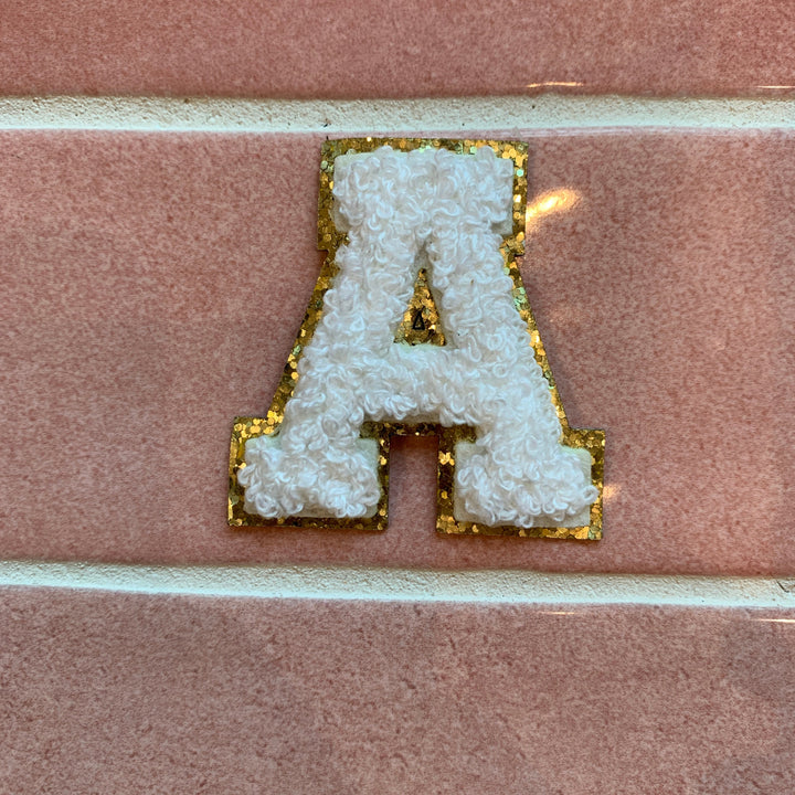 White Adhesive Chenille Alphabet Letter Patches