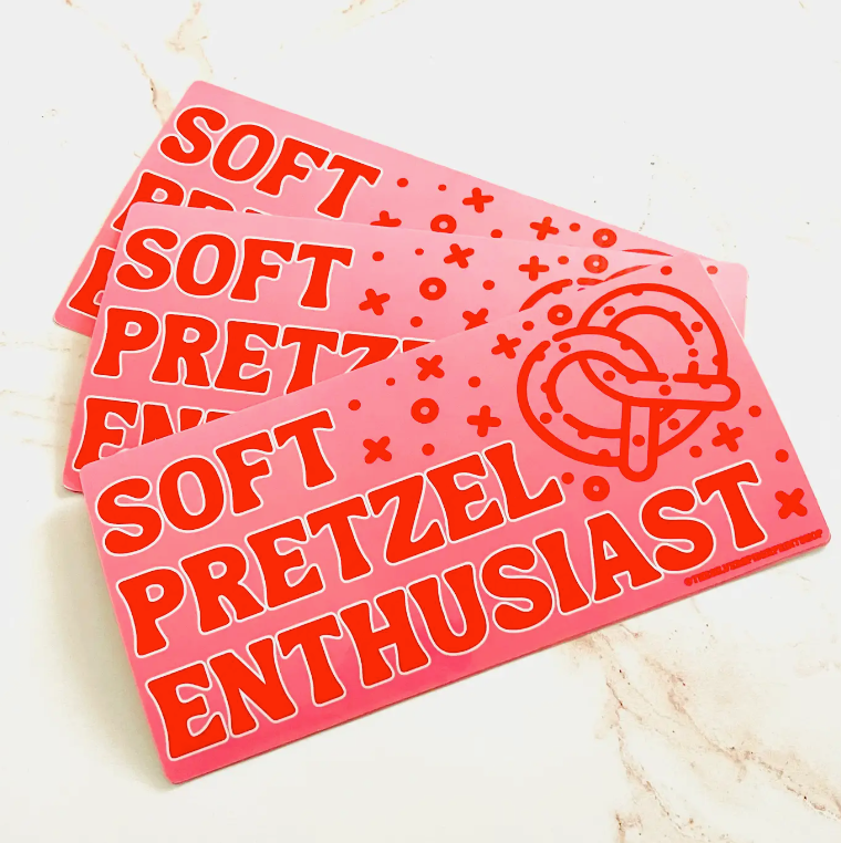 Soft Pretzel Enthusiast Pink Junk Food Funny Bumper Sticker