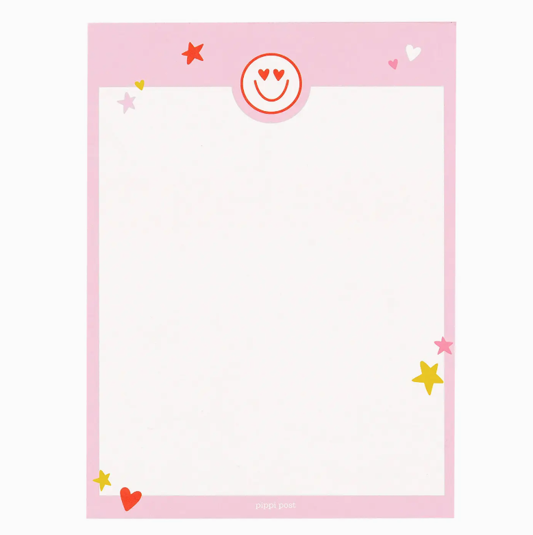 Pink Border Heart Eyes Smiley Notepad