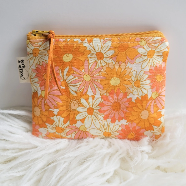 Orange Daisy Zipper Pouch