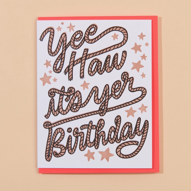 Yee Haw Western Birthday Letterpress Greeting Card