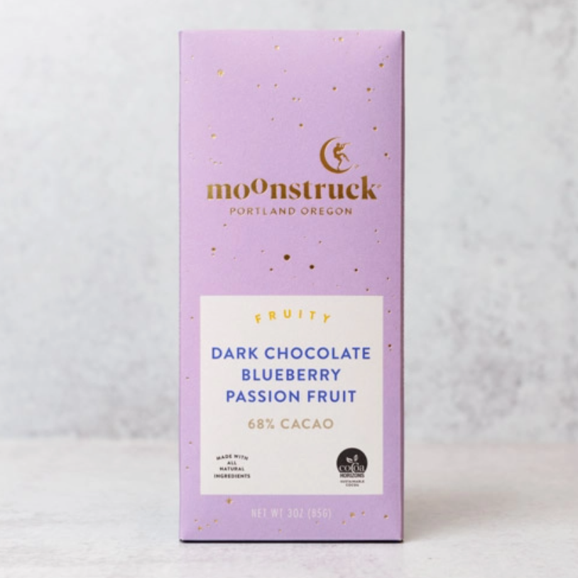 Fruity Dark Chocolate Blueberry Passion Fruit Bar