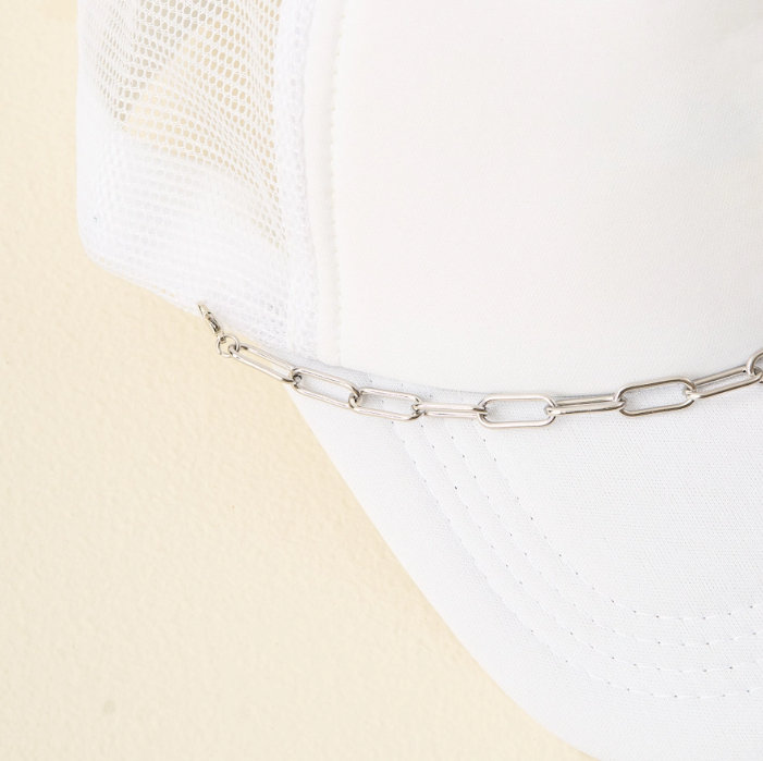 Silver Trucker Hat Paperclip Chain