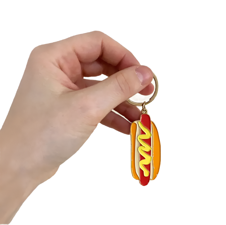 New York Hot Dog Enamel Keychain