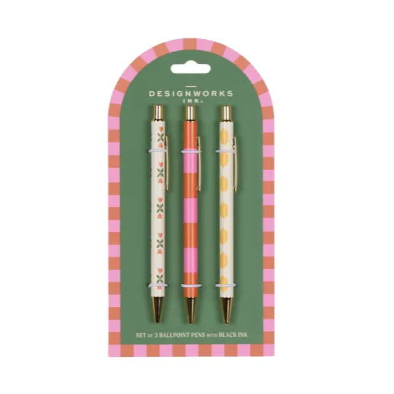 Flower/Stripe/ Lemon A Dopo Set of 3 Pens