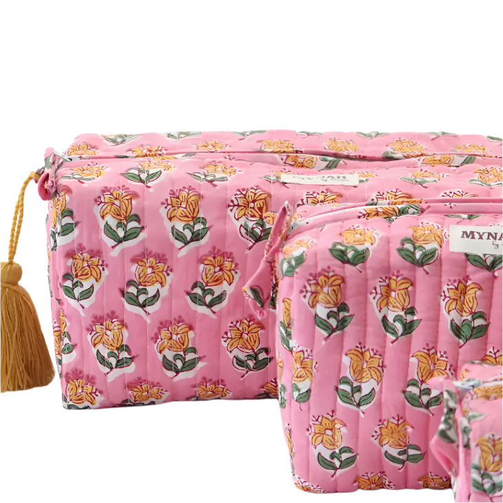 Large Bubblegum Mot Floral Cosmetic Bag