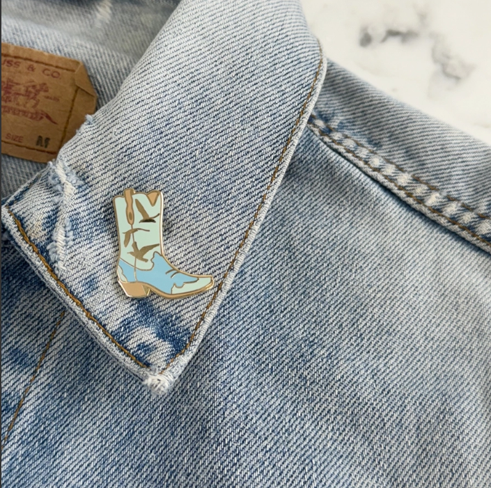 Blue Seagull Cowgirl Boot Pin