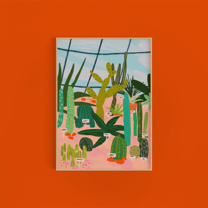 Palm House with Cacti Colorful Art Print