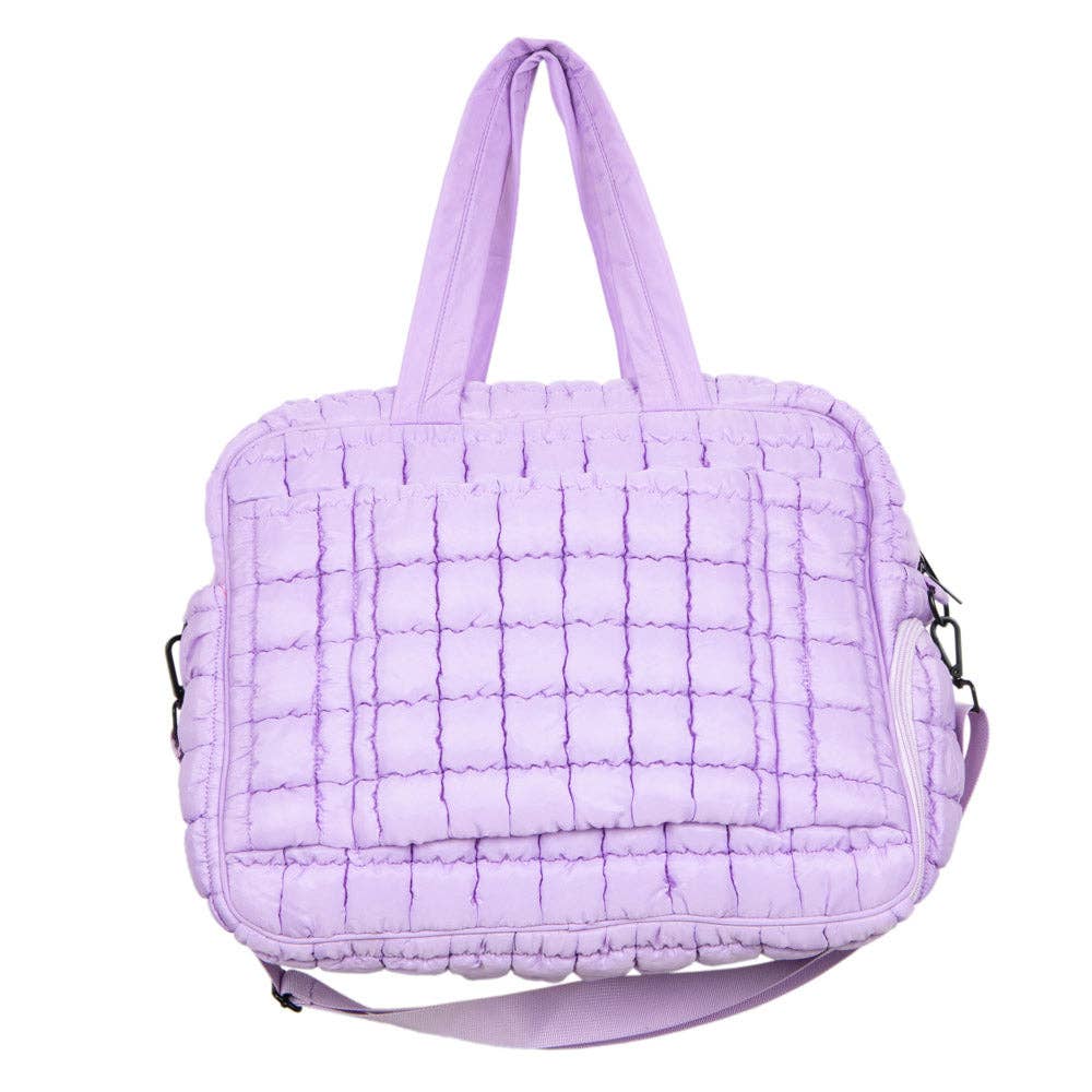 Light Purple Quilted Weekender Duffel Bag