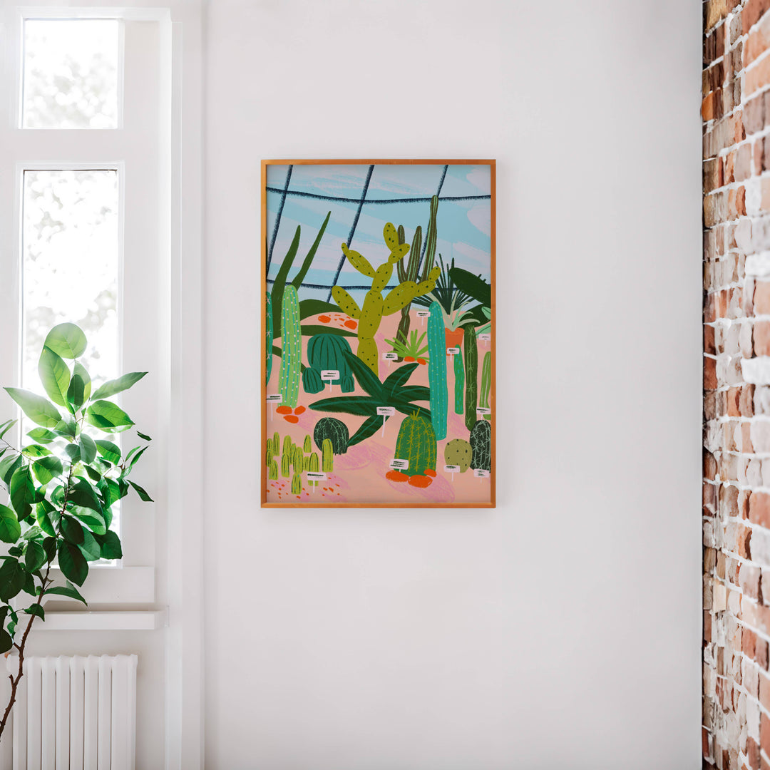 Palm House with Cacti Colorful Art Print