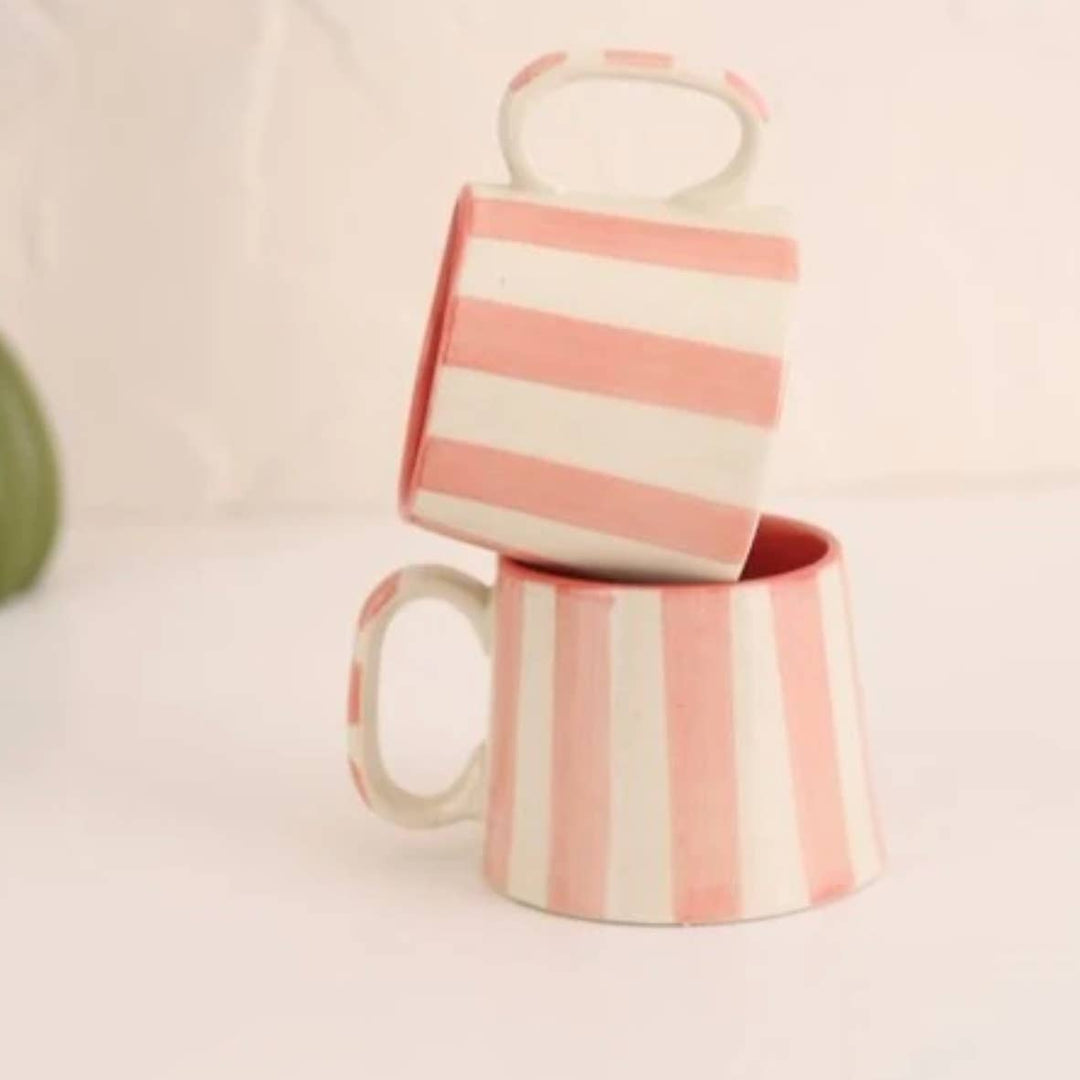 Ceramic Pink Stripe Coffee Mug