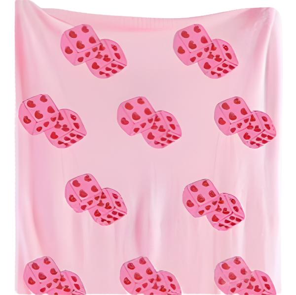 Pink Heart Dice Luxury Blanket